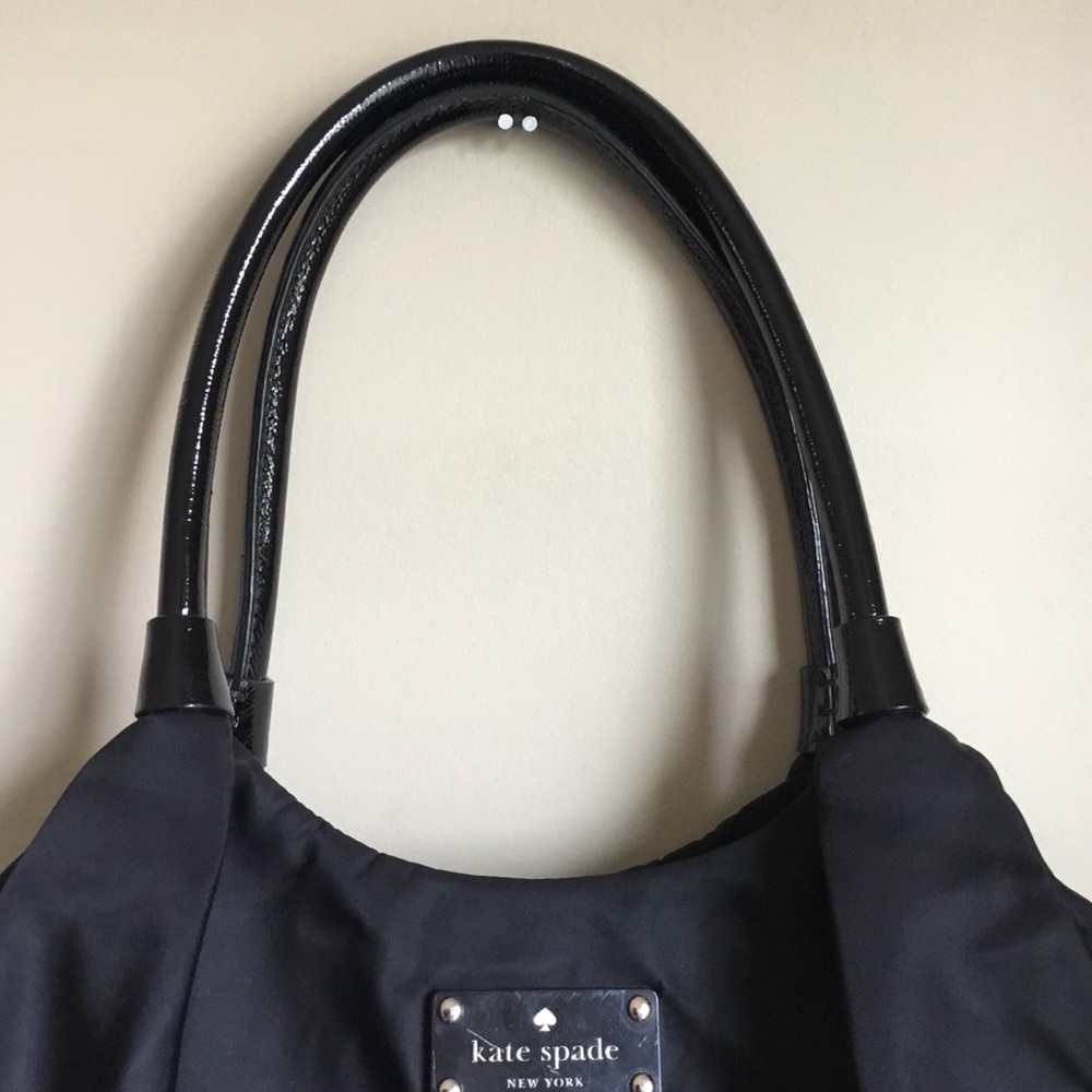 Kate Spade Stevie Black Nylon Leather Satchel Bag - Picture 7 of 15